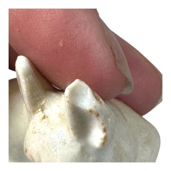 Vintage Ceramic French Bulldog Figurines Set O 3 White Glossy Lustre Finish Mini - Picture 5 of 10